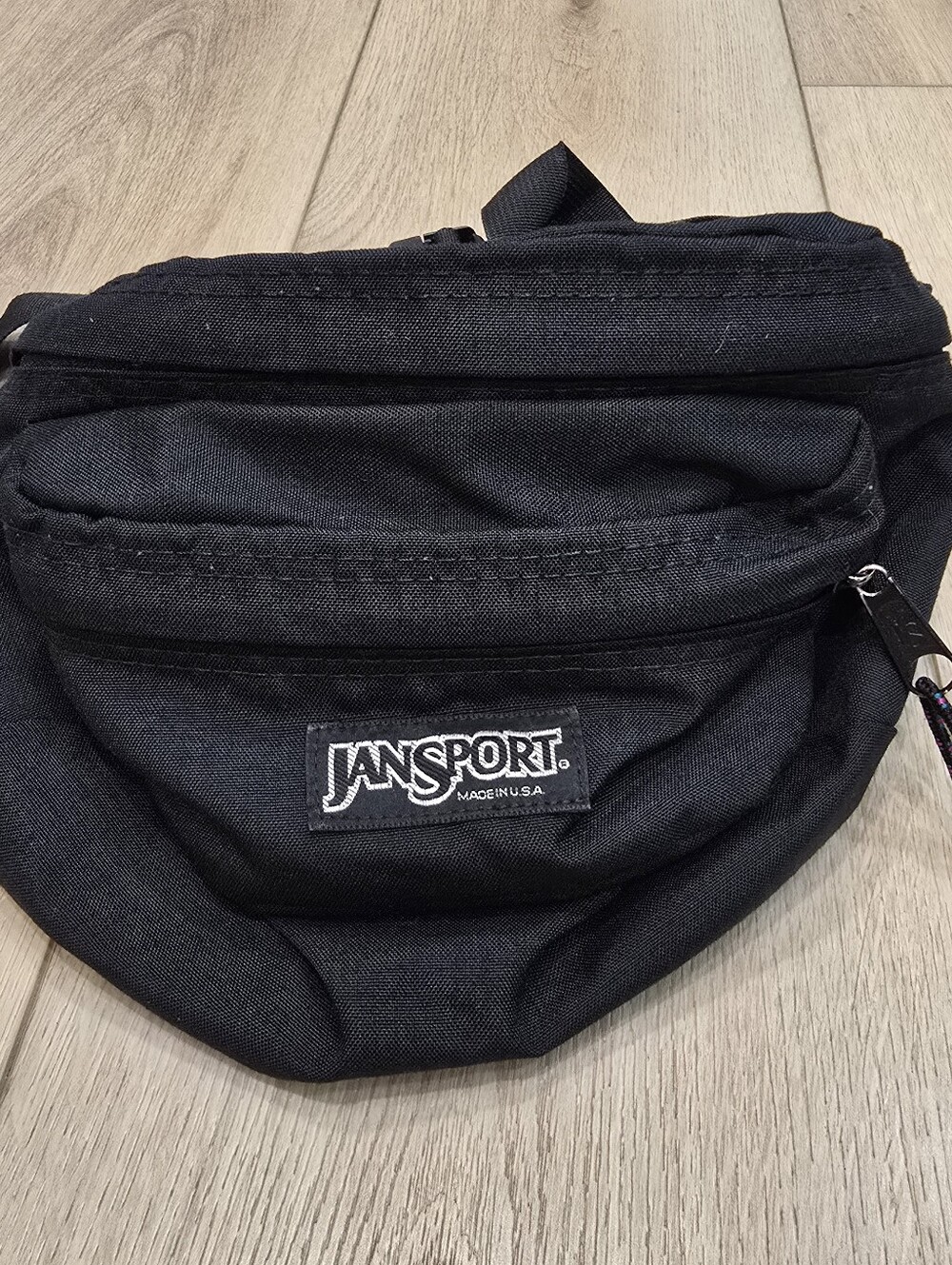 Vintage JanSport Waist Pack Fanny Pack Black Made In USA Adjustable Belt Bag